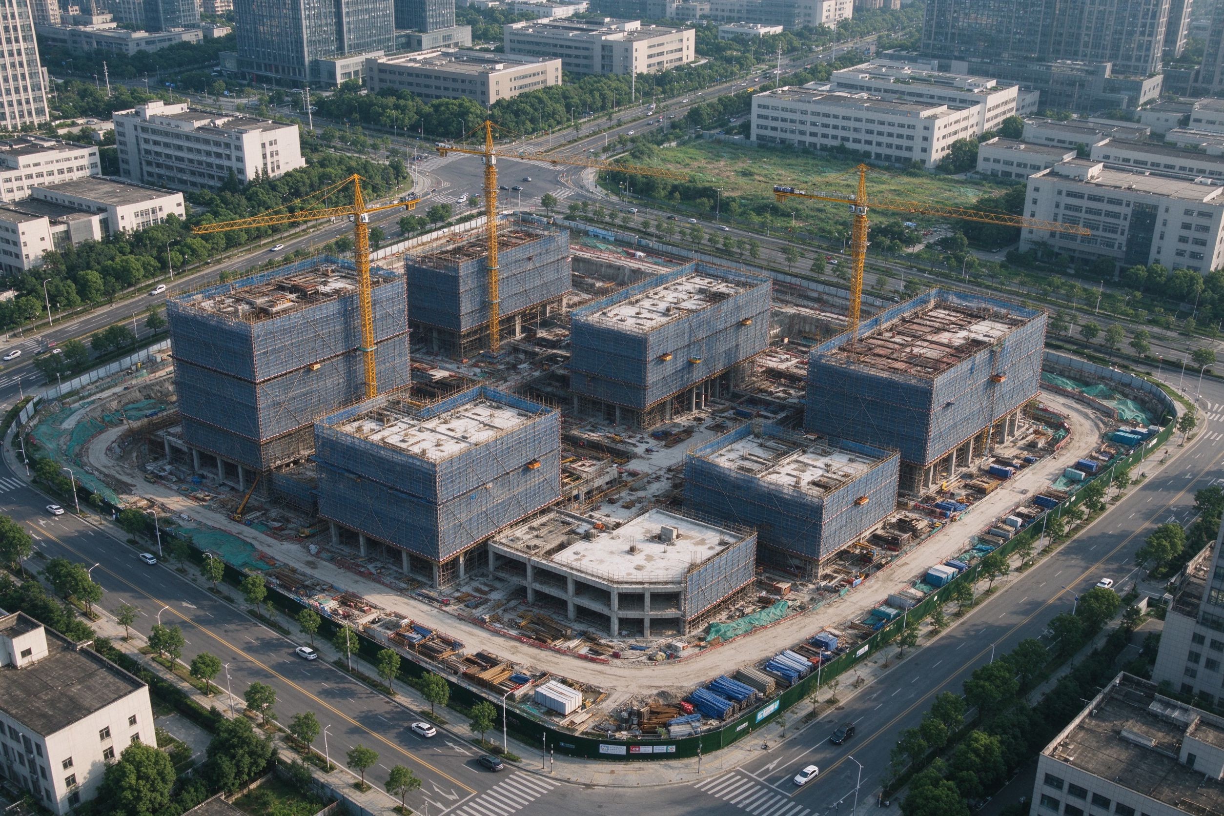 在建工地远景鸟瞰